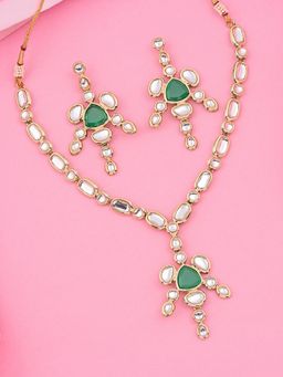 Estele - Gold Plated Beautiful Designer Kundan Necklace Set with Multi-ColorRuby for Women